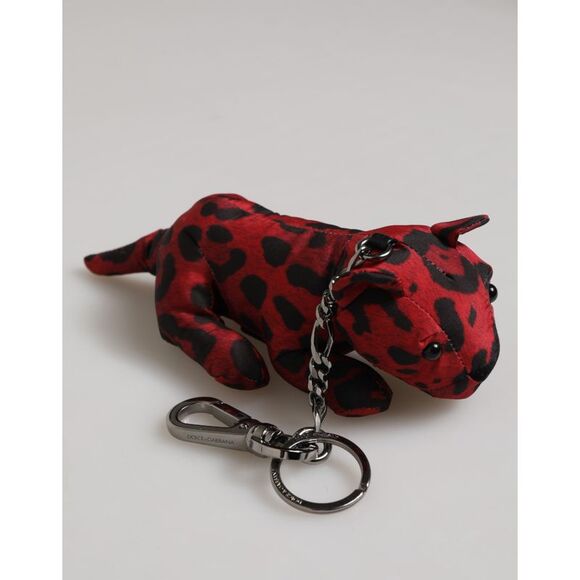 Dolce & Gabbana Red Black Polyester Animal Silhouette Bag Keychain Men\'s Keyring